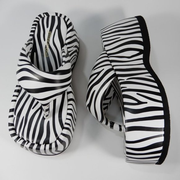 Jeffrey Campbell Crybaby Platform Thong SANDALS Size 5.5 Zebra Print NEW $125 - Picture 13 of 16